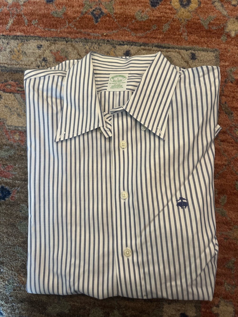 Brooks Brothers White Shirt with Blue Stripes